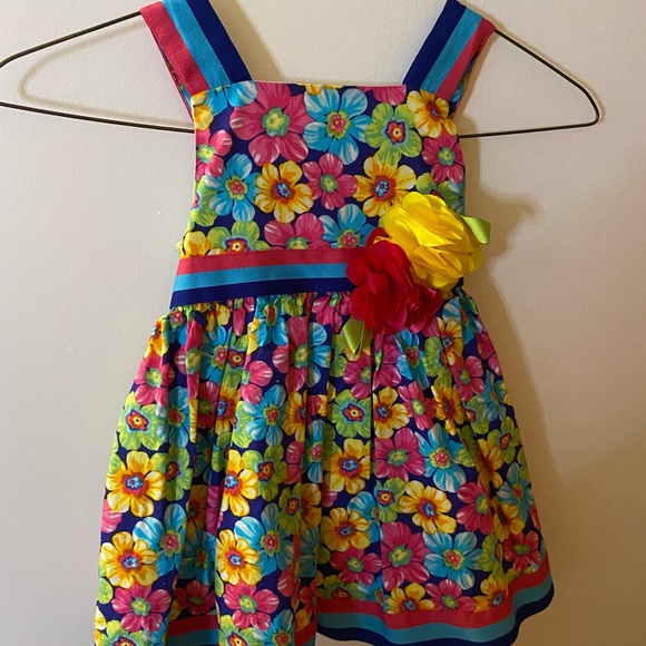 Toddler Girls 24 M Youngland multicolor flower dress, and pink shrug/sweater - Picture 6 of 13